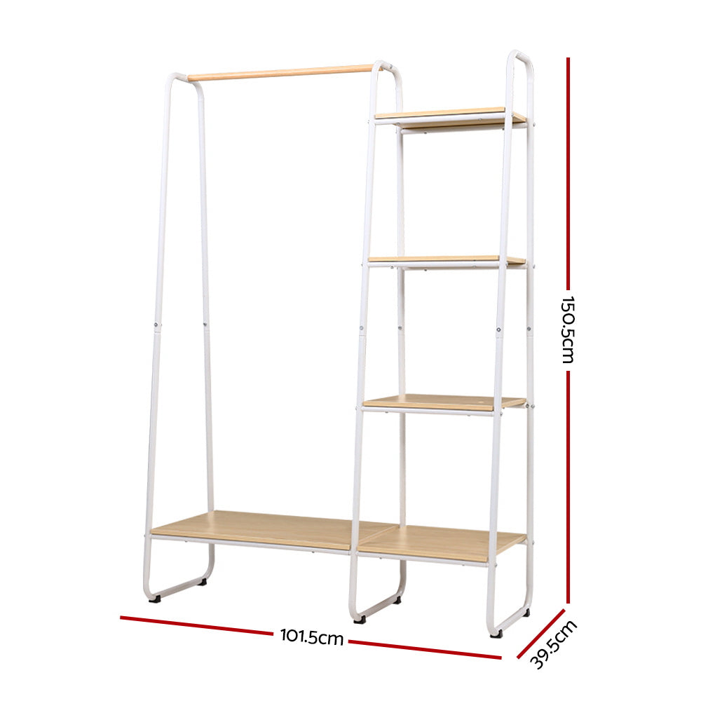 Wardrobe Clothes Rack – Heavy Duty Metal with MDF Shelves, 150cm