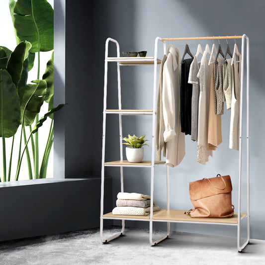 Wardrobe Clothes Rack – Heavy Duty Metal with MDF Shelves, 150cm