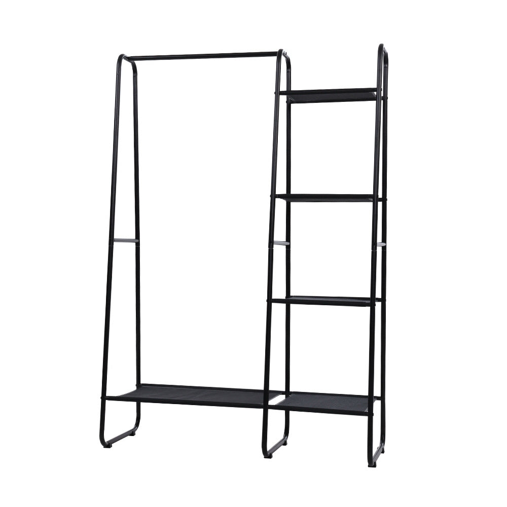 Clothes Rack with Shelves – Sturdy Metal, 150cm, Black