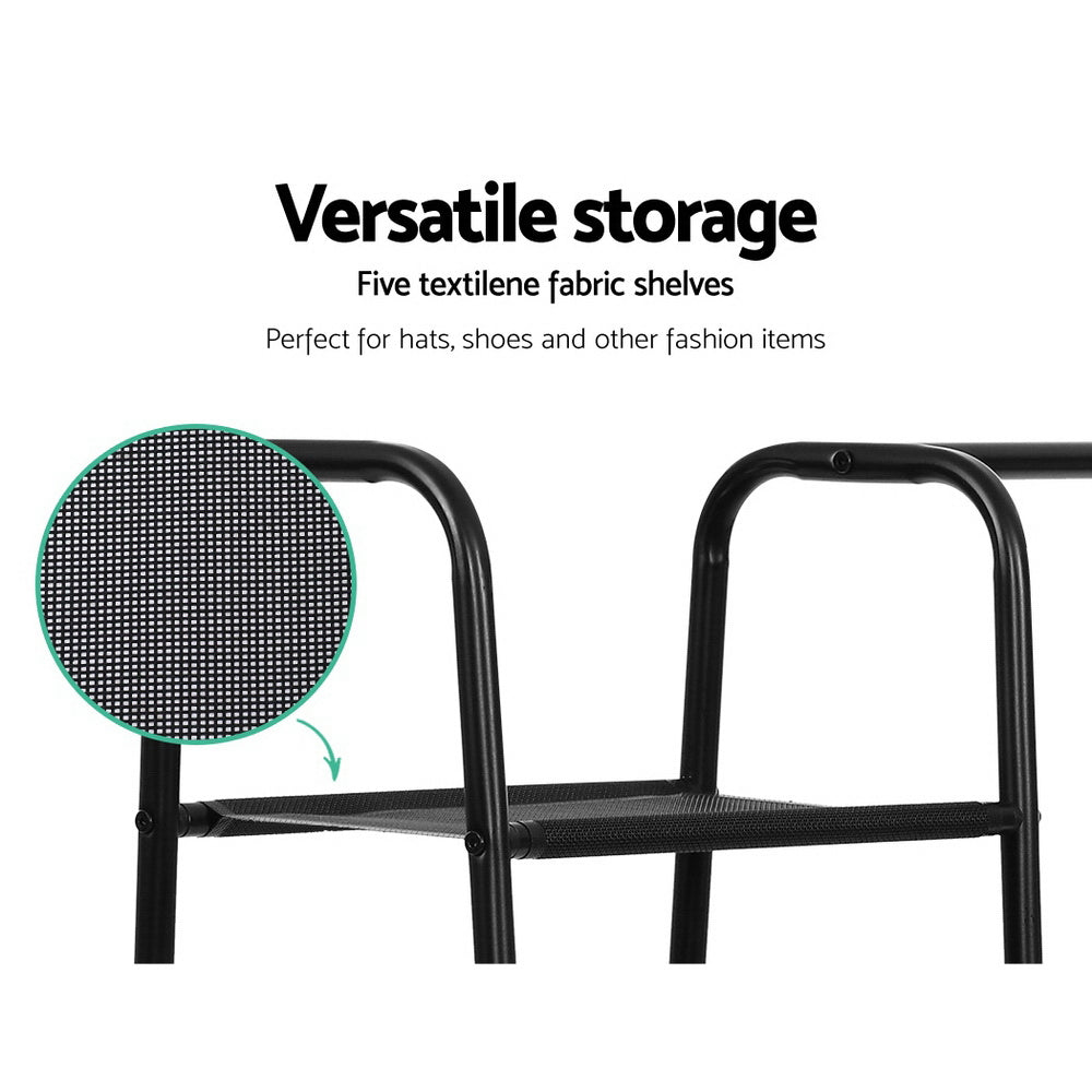 Clothes Rack with Shelves – Sturdy Metal, 150cm, Black