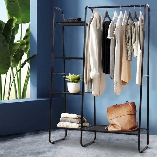 Clothes Rack with Shelves – Sturdy Metal, 150cm, Black