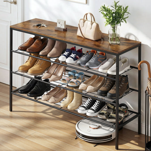 Shoe Rack – 4-Tier Storage Organizer, Walnut Finish