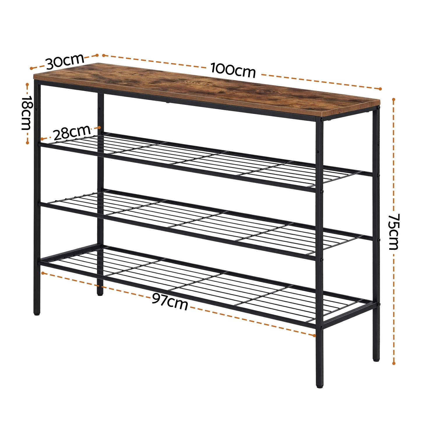 Shoe Rack – 4-Tier Storage Organizer, Walnut Finish