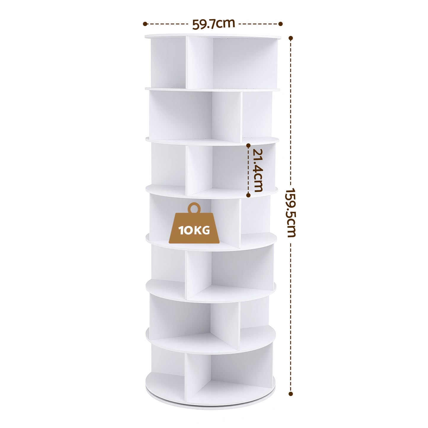 7-Tier Rotating Shoe Rack – 360° Access, White PVC