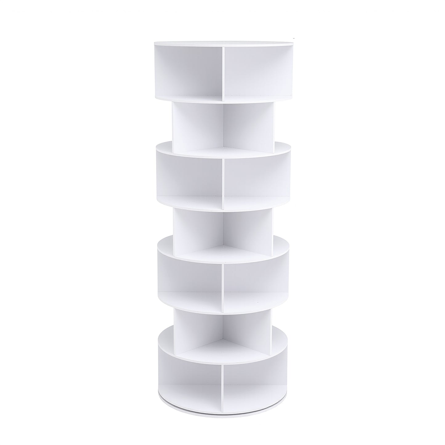 7-Tier Rotating Shoe Rack – 360° Access, White PVC