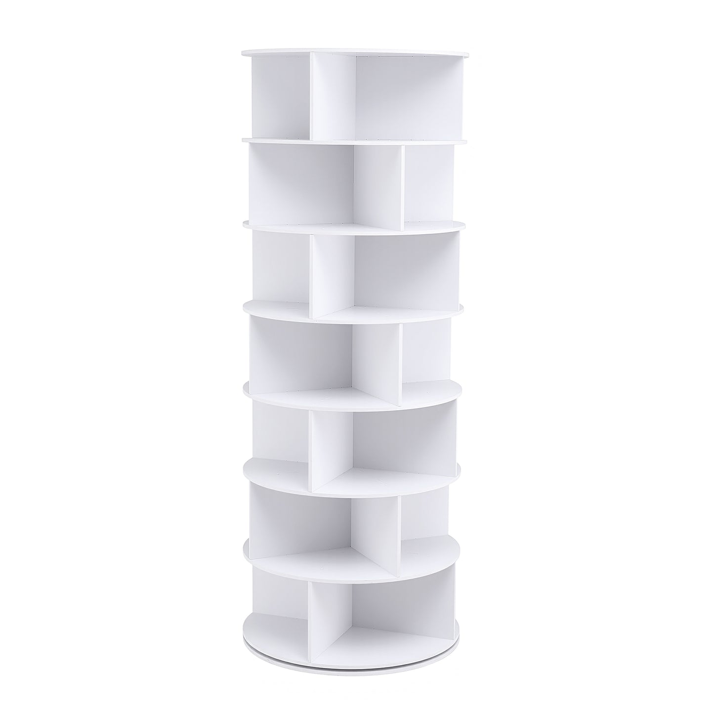 7-Tier Rotating Shoe Rack – 360° Access, White PVC