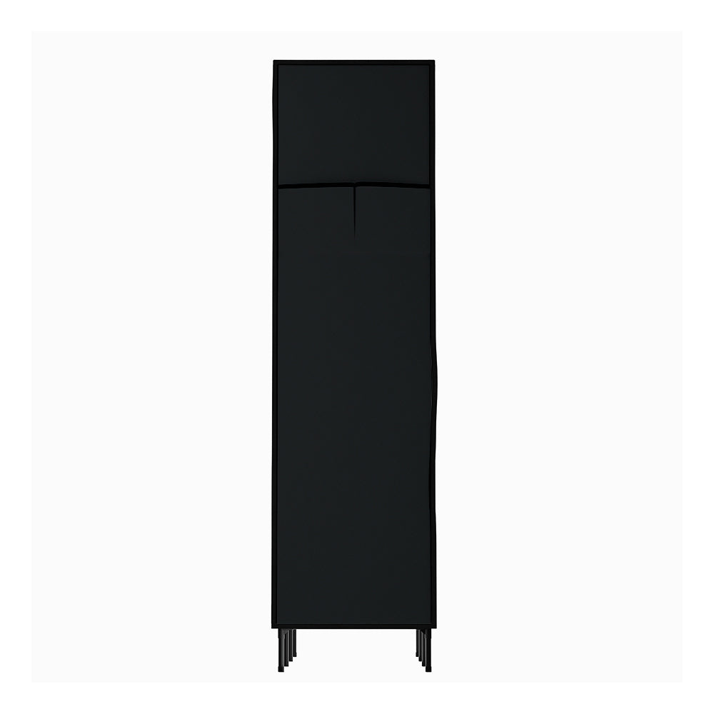Portable Clothes Wardrobe with Shelves – Large, Black, Metal Frame
