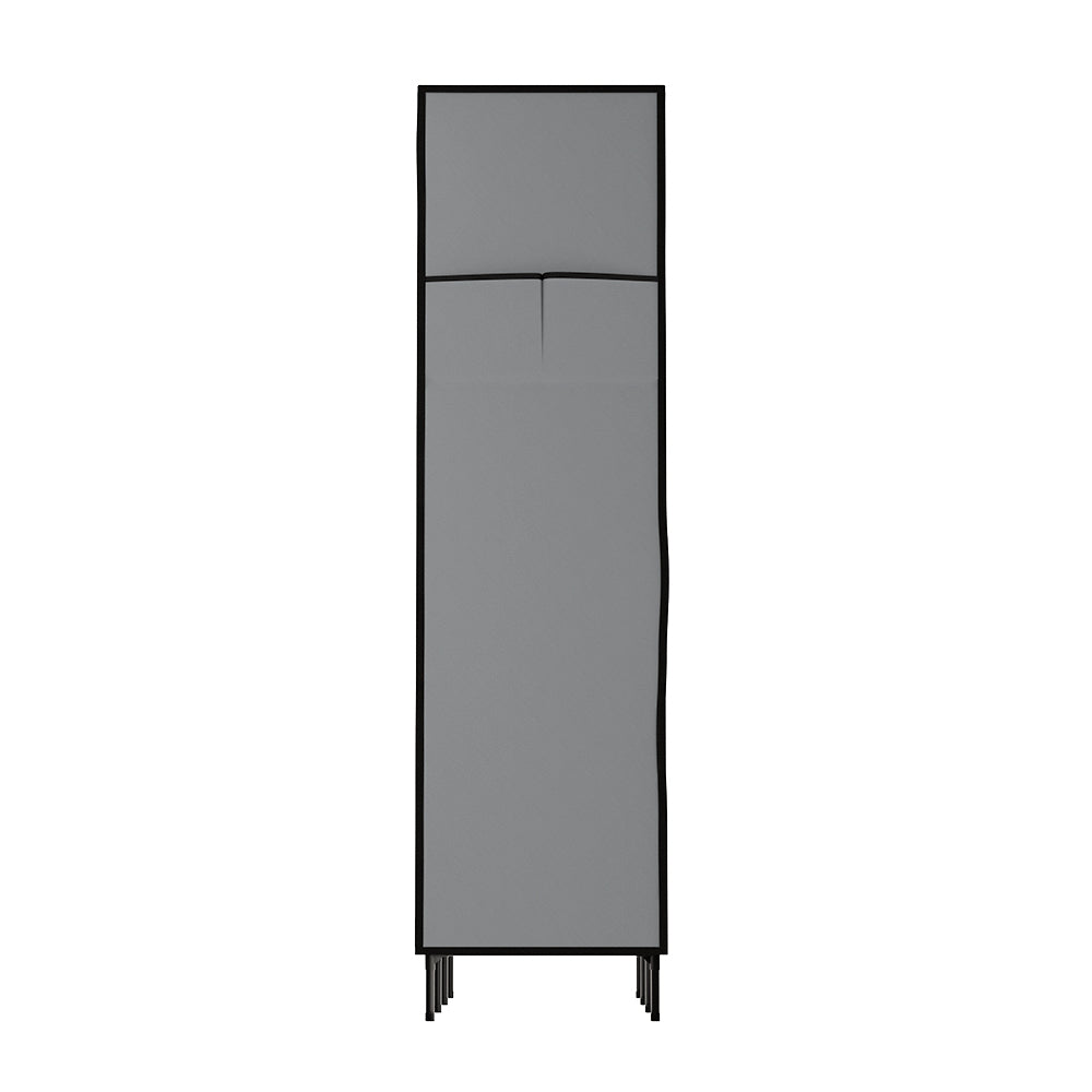 Portable Clothes Wardrobe with Shelves – Large, Grey, Non-Woven Fabric