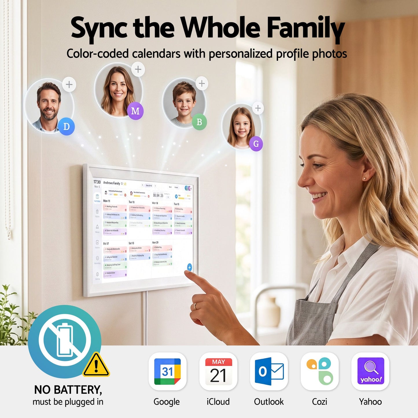 Artiss 10" Digital Calendar Planner Smart Photo Frame Family Chore Chart & Sync