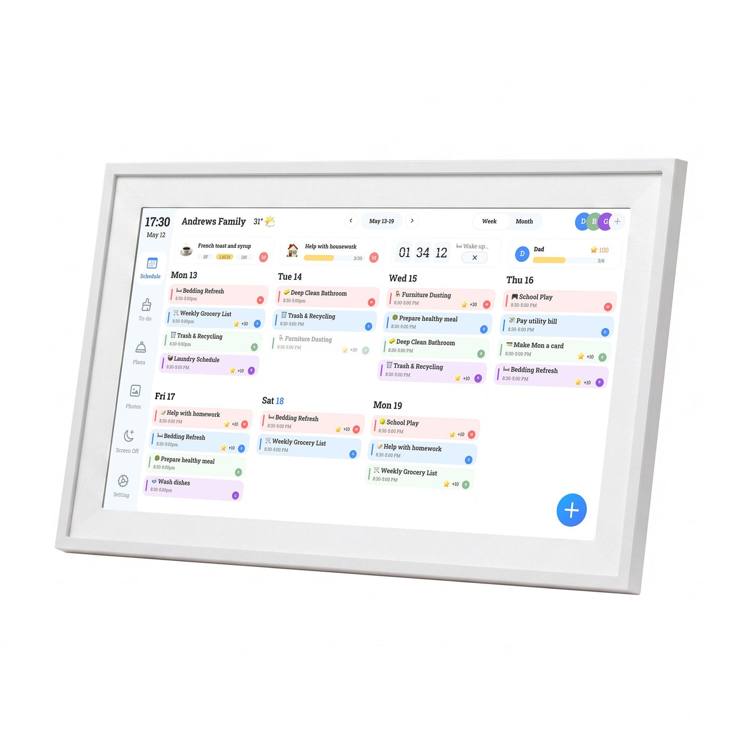 Artiss 15.6" Digital Calendar Planner Smart Photo Frame Family Chore Chart & Sync