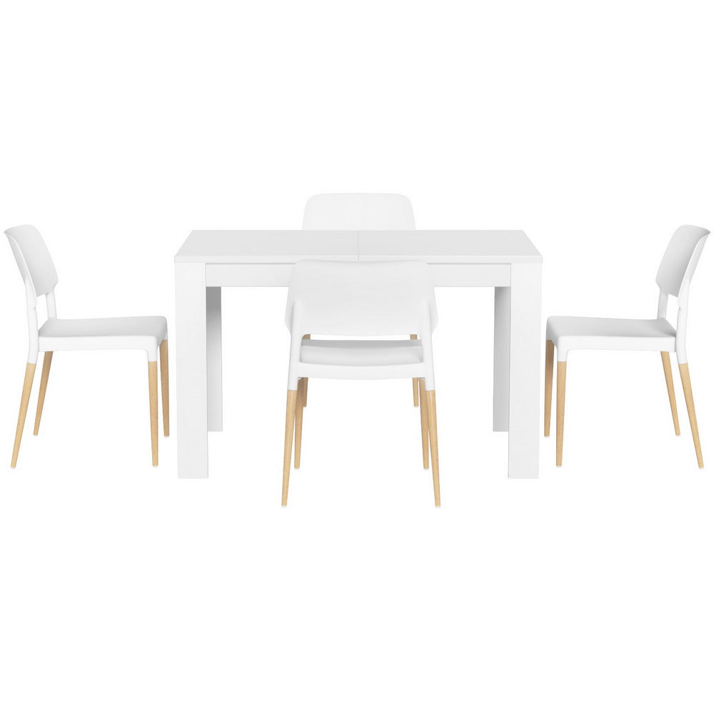 1 TWSC Dining Table and 4 Chairs Set White Wood