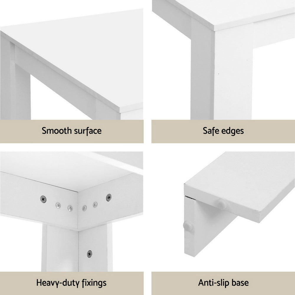 1 TWSC Dining Table and 4 Chairs Set White Wood