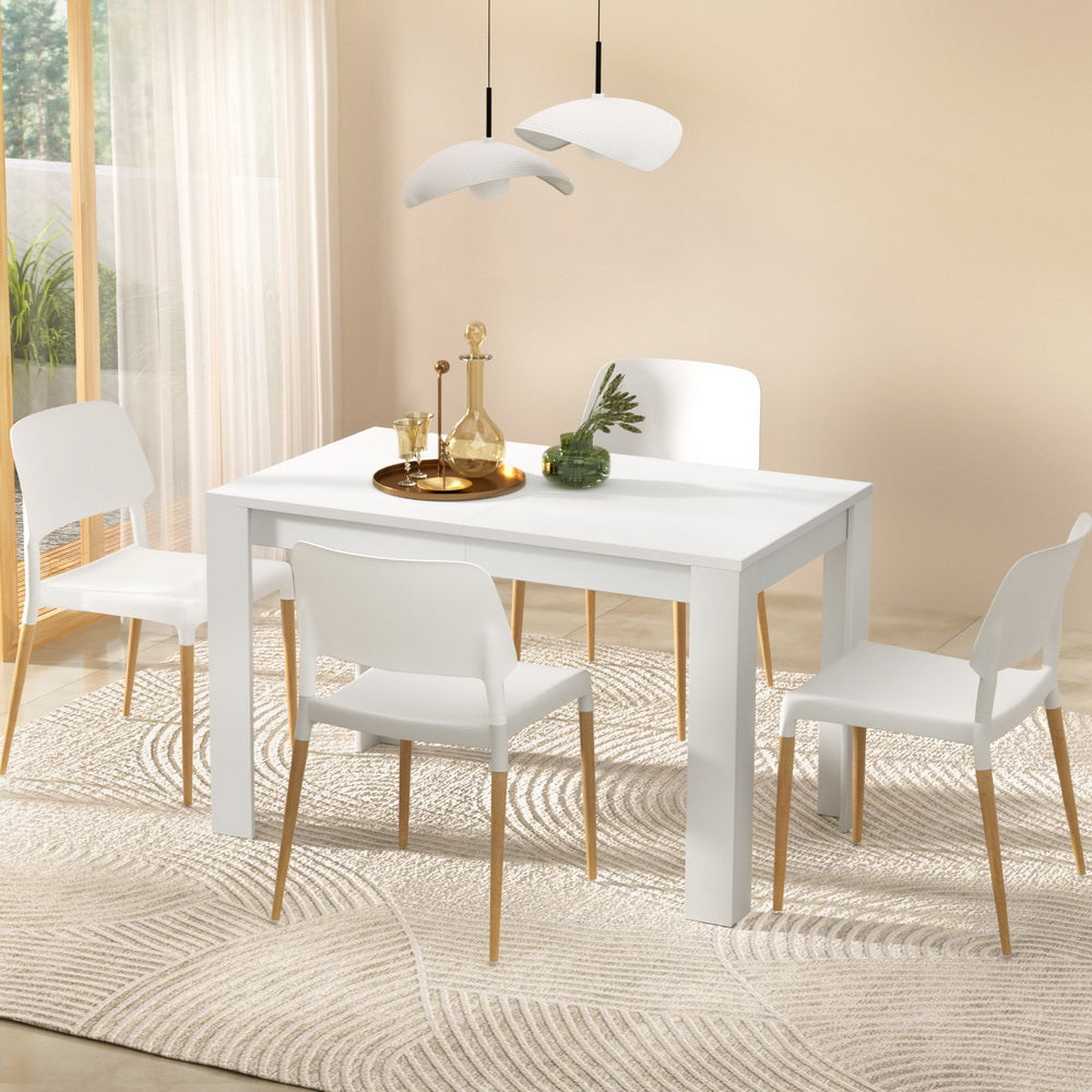 1 TWSC Dining Table and 4 Chairs Set White Wood