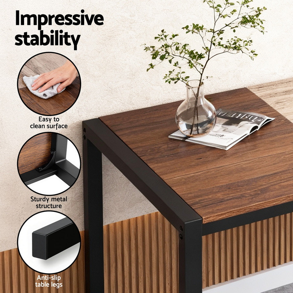 Dining Table and Chairs Set with Bench – Rustic Brown Kitchen Furniture, 4-Piece