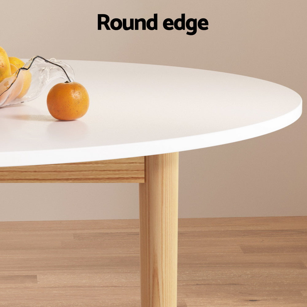 Demi Dining Table and 4 Chairs Set – White Wood, Nordic Design