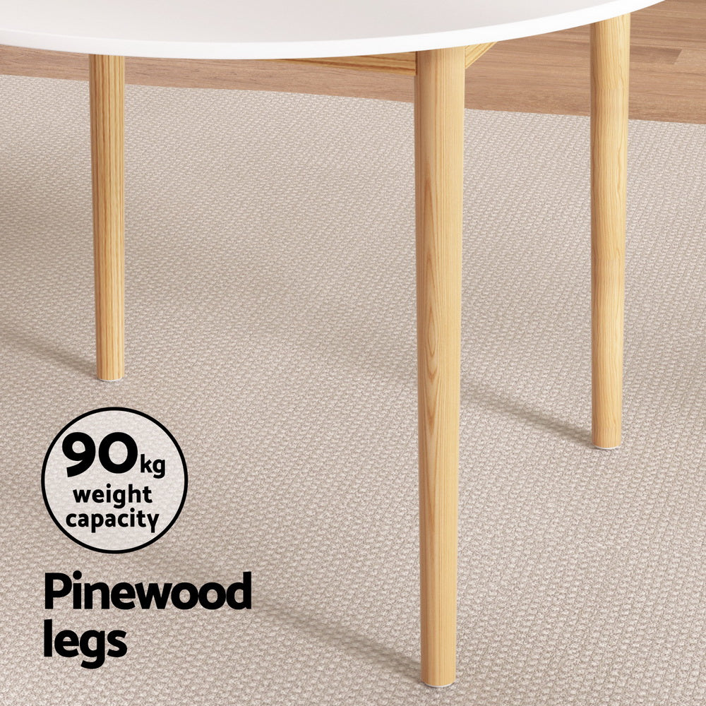 Demi Dining Table and 4 Chairs Set – White Wood, Nordic Design