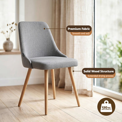 TWSC Round Dining Table and Chairs Set 5pcs Compact Kitchen Furniture White Natural Wood & Grey