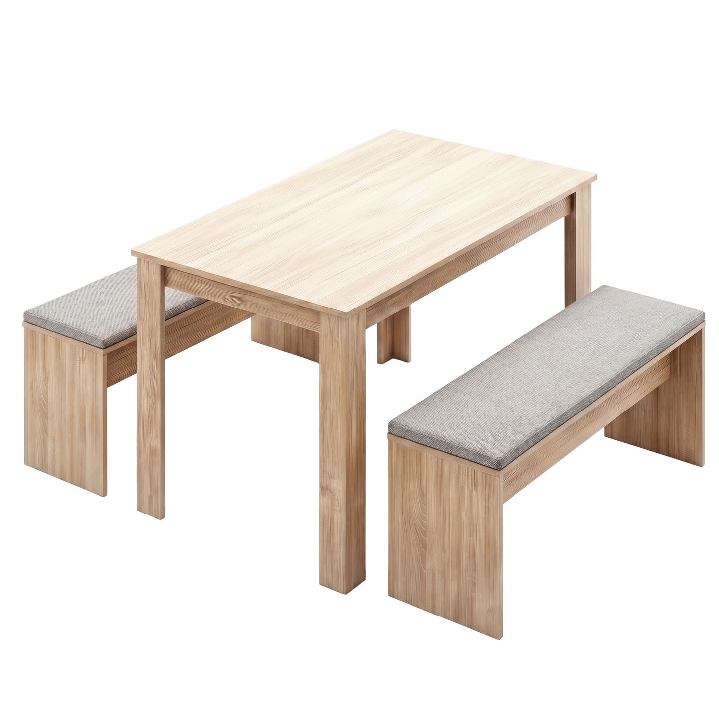 TWSC 3 Piece Dining Sets, 120cm Wooden Dining Table and 2 Upholstered Chairs Set, Space-Saving Modern Kitchen Dining Suite for Home Apartment (Oak)