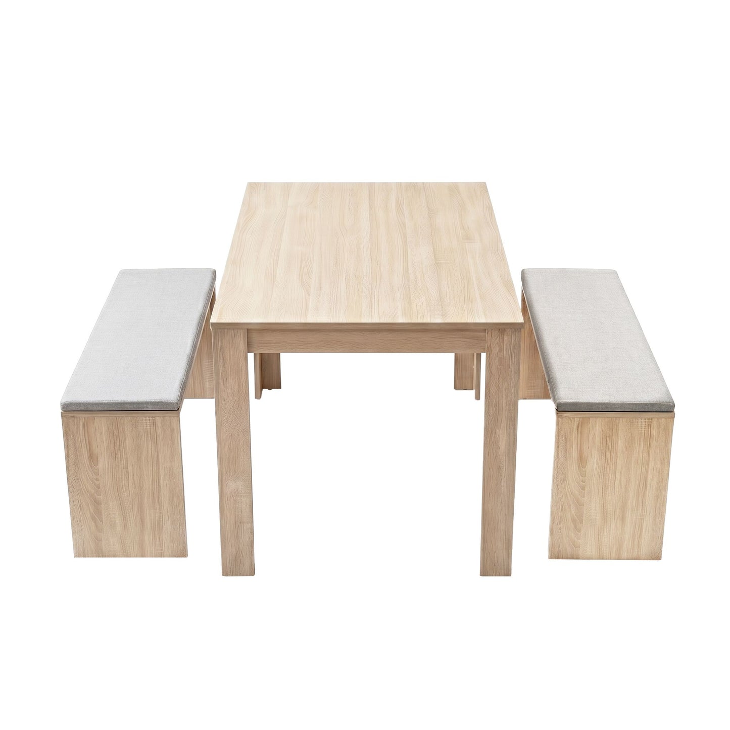 TWSC 3 Piece Dining Sets, 120cm Wooden Dining Table and 2 Upholstered Chairs Set, Space-Saving Modern Kitchen Dining Suite for Home Apartment (Oak)
