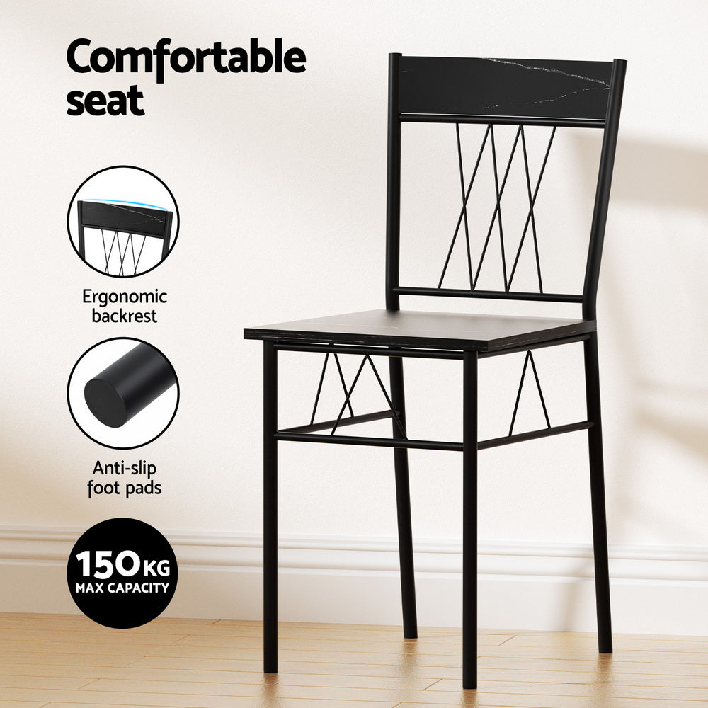 Dining Table and 4 Chairs Set – Compact Black Marble Kitchen Furniture