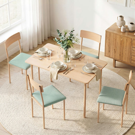 TWSC Dining Table and Chairs Set of 5 Compact Kitchen Furniture Natural Light Green