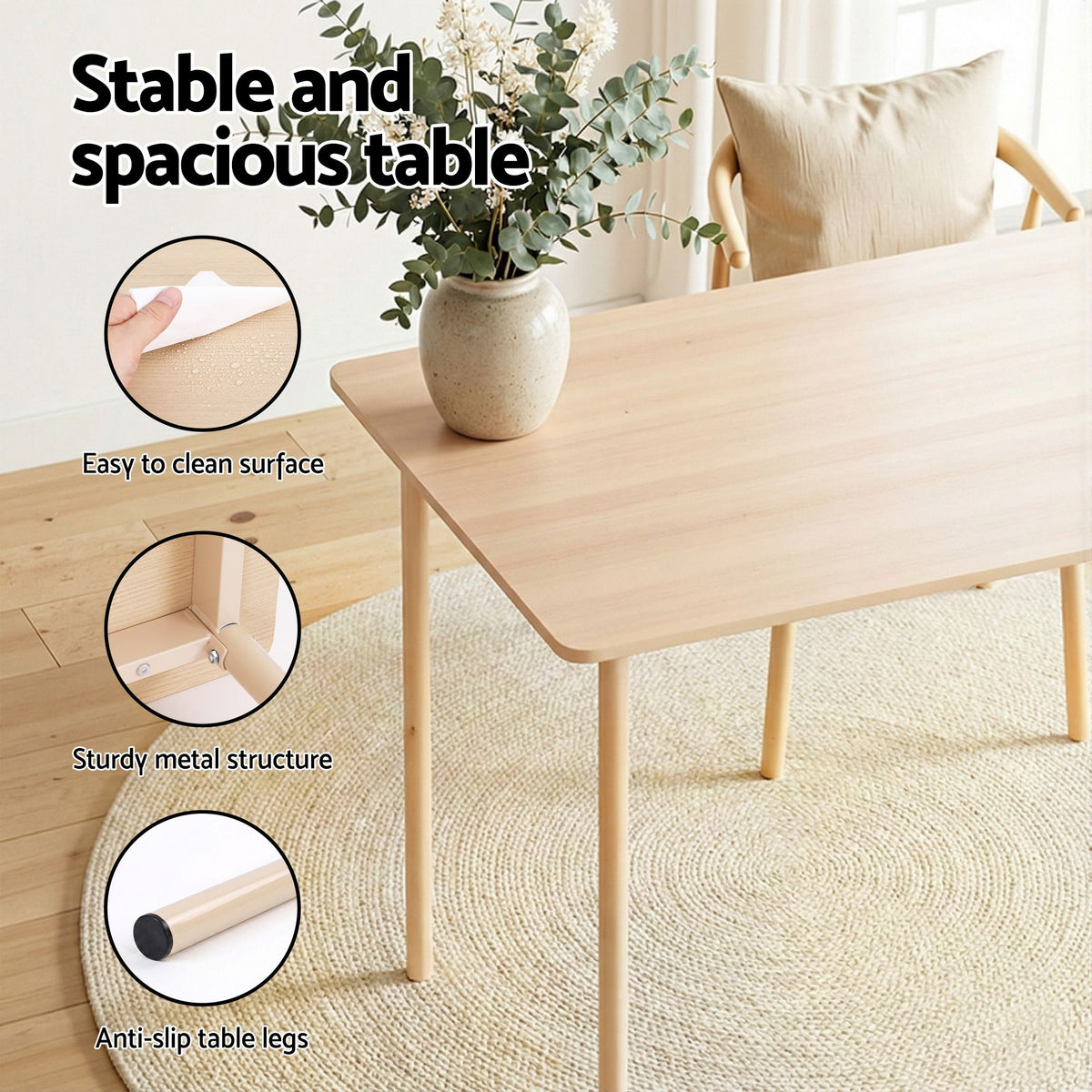 TWSC Dining Table and Chairs Set of 5 Compact Kitchen Furniture Natural Light Green