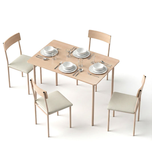 Dining Table and Chairs Set – Compact Design, Natural Beige Finish