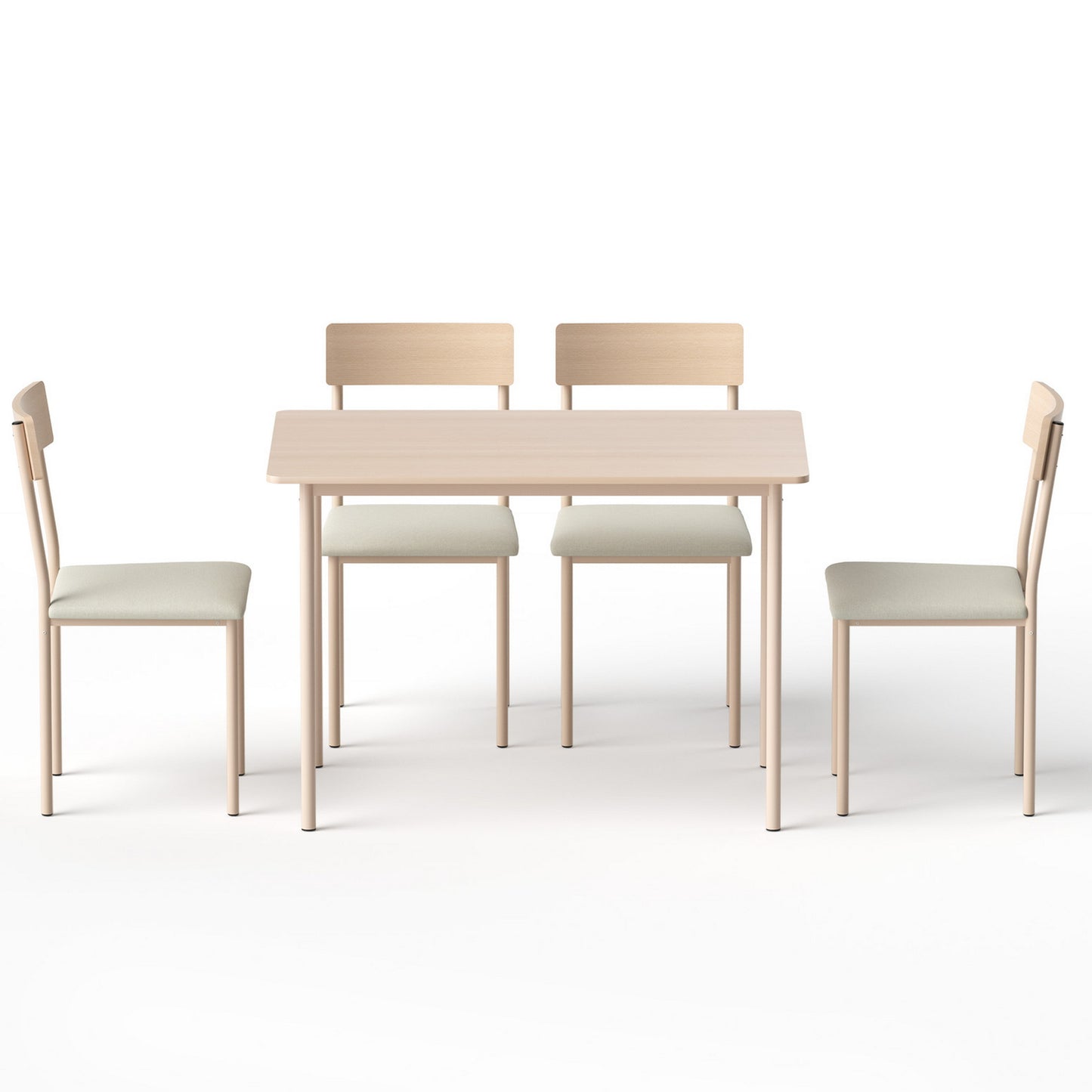 Dining Table and Chairs Set – Compact Design, Natural Beige Finish