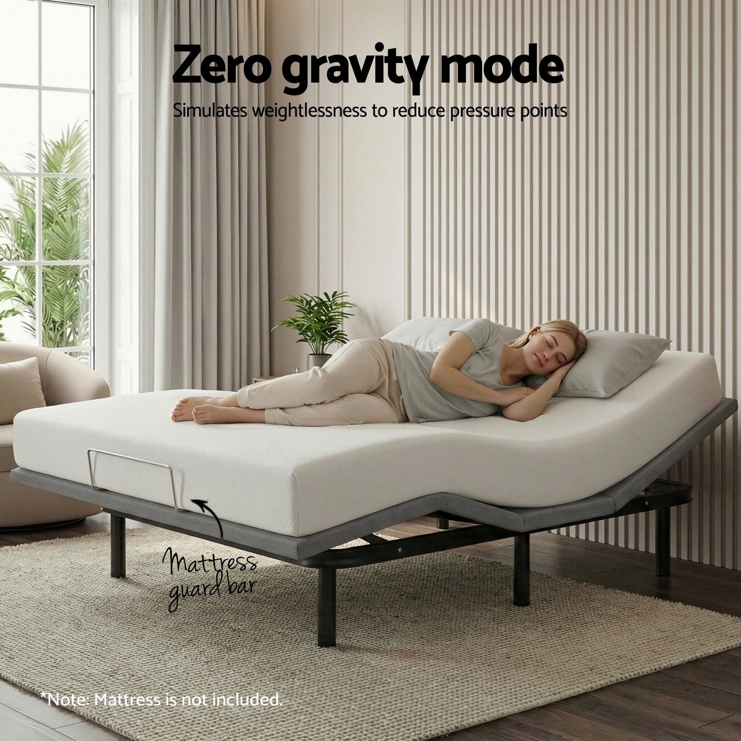 Adjustable Electric Bed Frame – Wireless Remote, Queen Size, Black