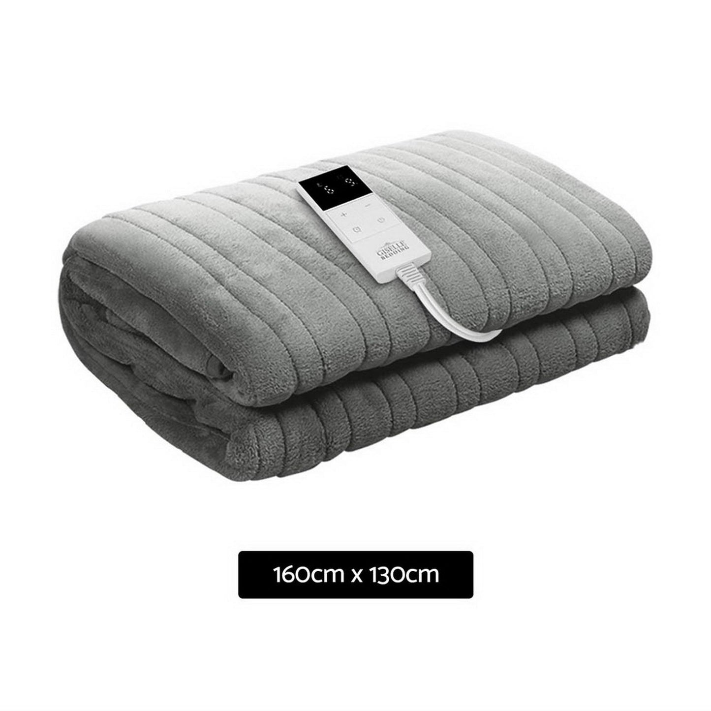 Heated Electric Throw Rug – Fleece, Silver, Washable