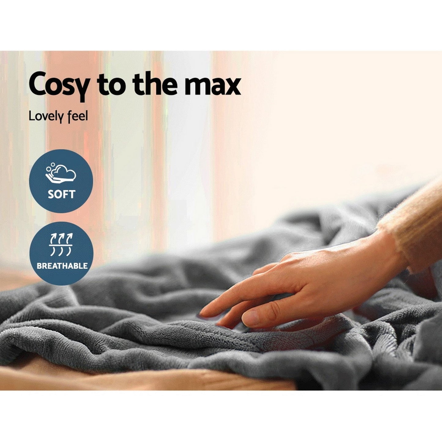 Heated Electric Throw Rug – Fleece, Silver, Washable