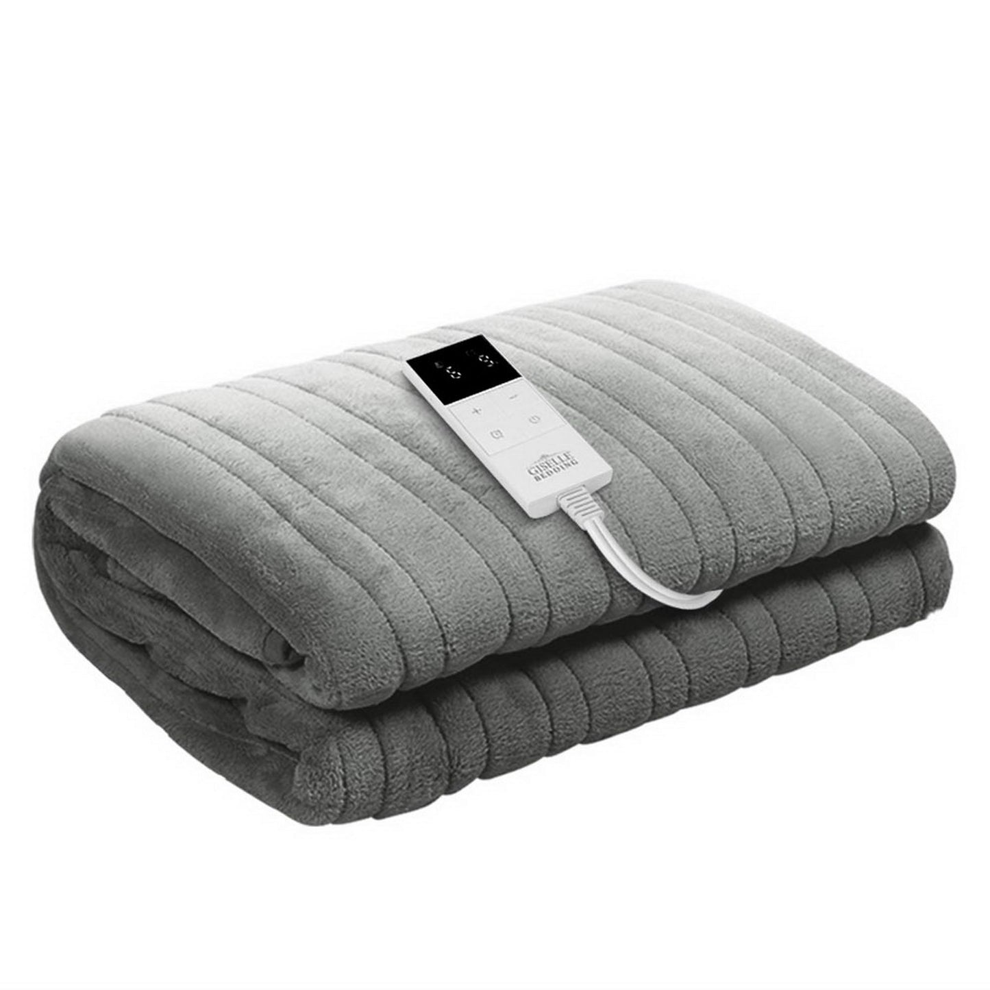 Heated Electric Throw Rug – Fleece, Silver, Washable