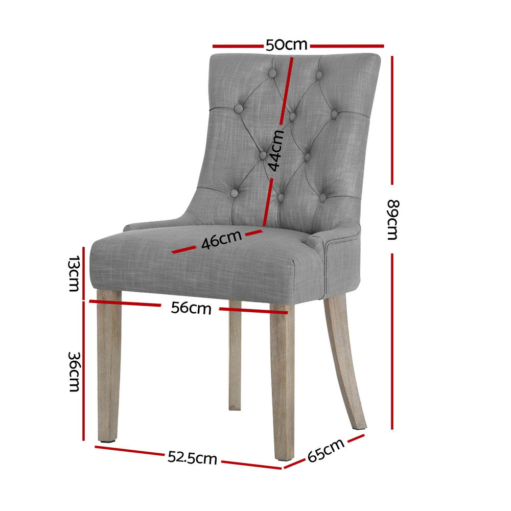 TWSC Dining Chairs Set of 4 Linen French Provincial Grey
