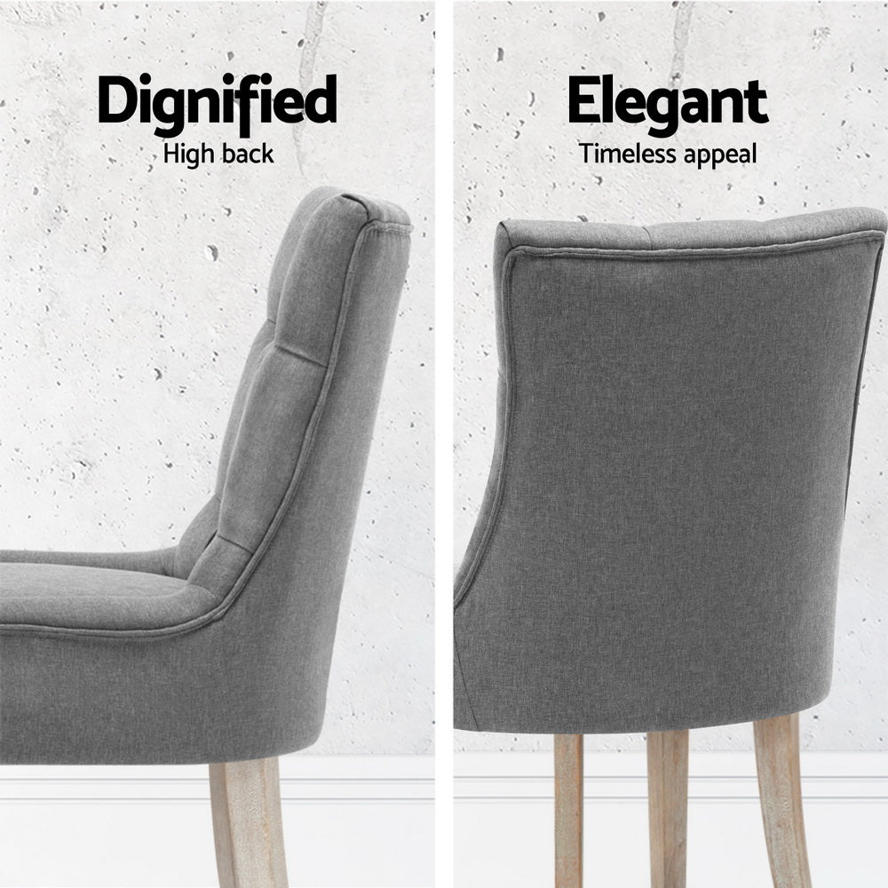 TWSC Dining Chairs Set of 4 Linen French Provincial Grey
