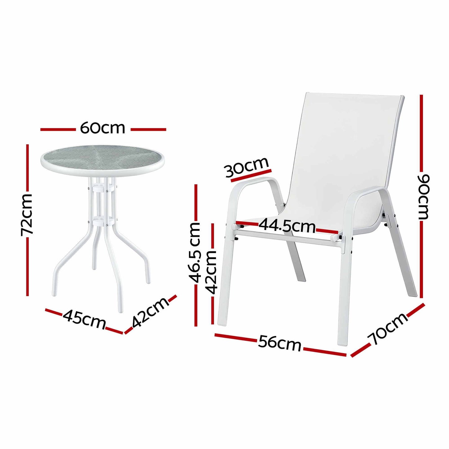 Outdoor Bistro Set – Stackable White Table and Chairs