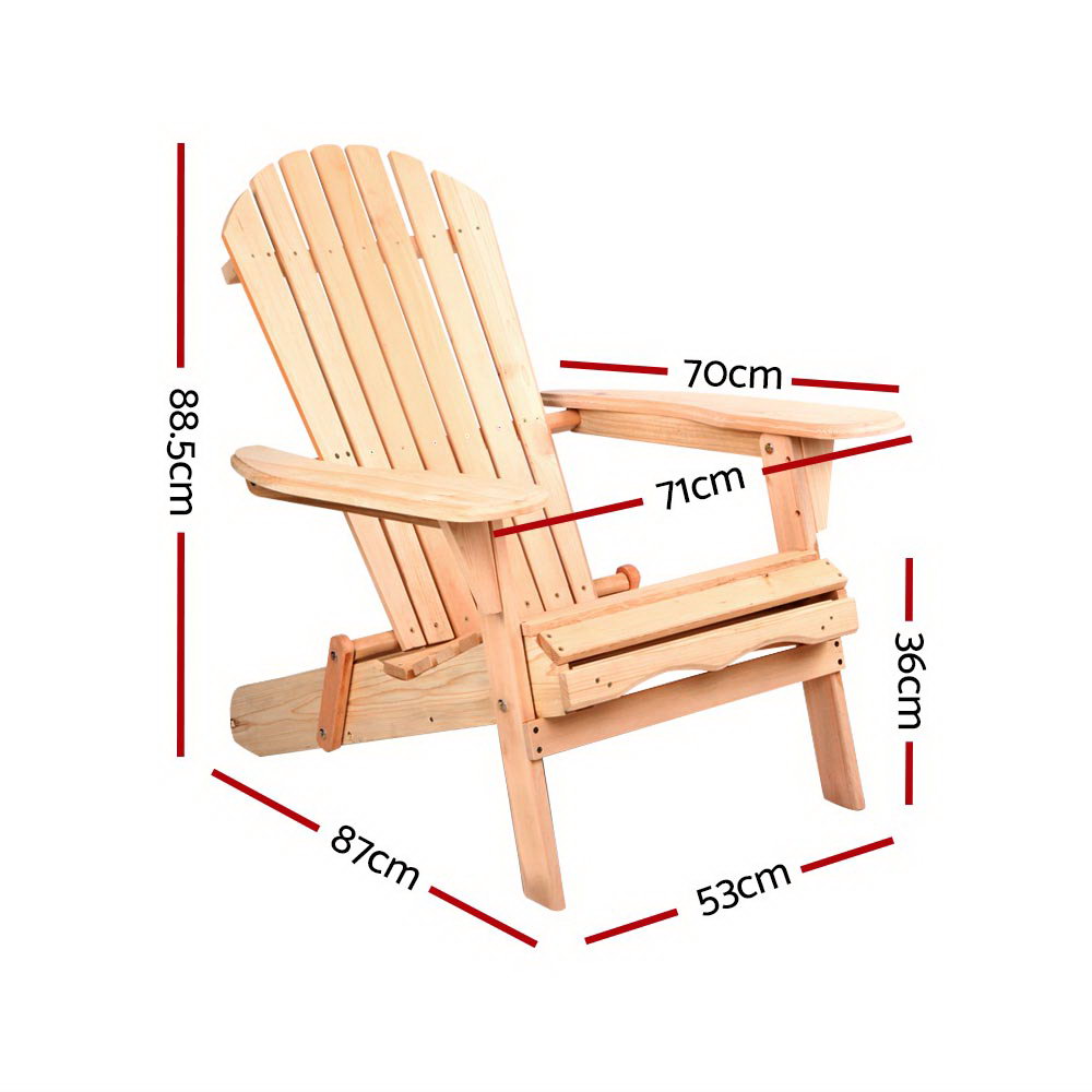 Adirondack Outdoor Chairs – Foldable Fir Wood, Set of 2