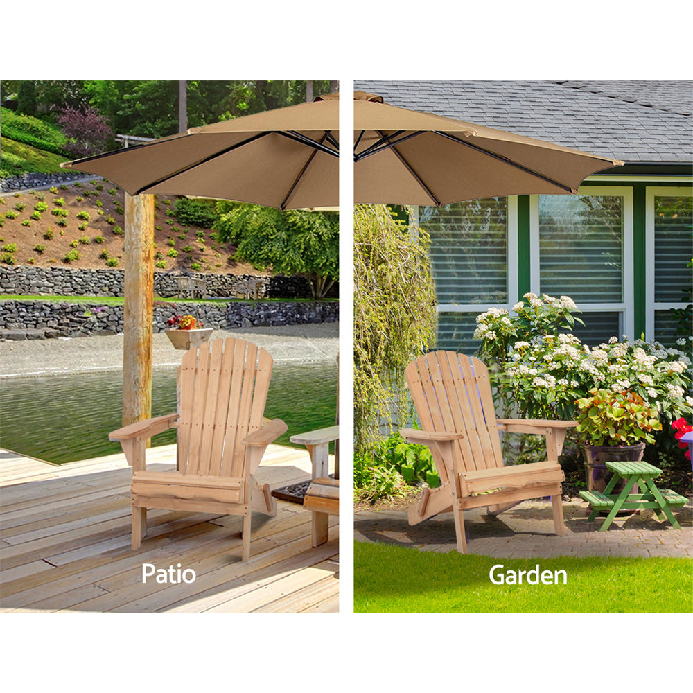 Adirondack Outdoor Chairs – Foldable Fir Wood, Set of 2