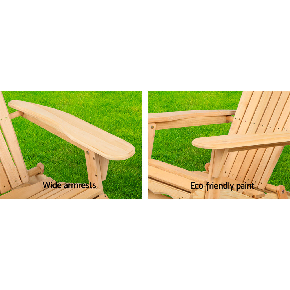 Adirondack Outdoor Chairs – Foldable Fir Wood, Set of 2