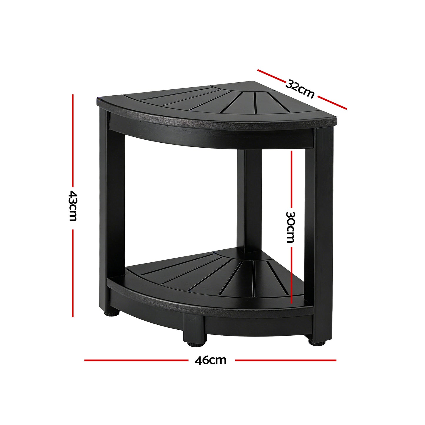 Outdoor Corner Shower Stool with Storage Shelf – Black HDPE Side Table