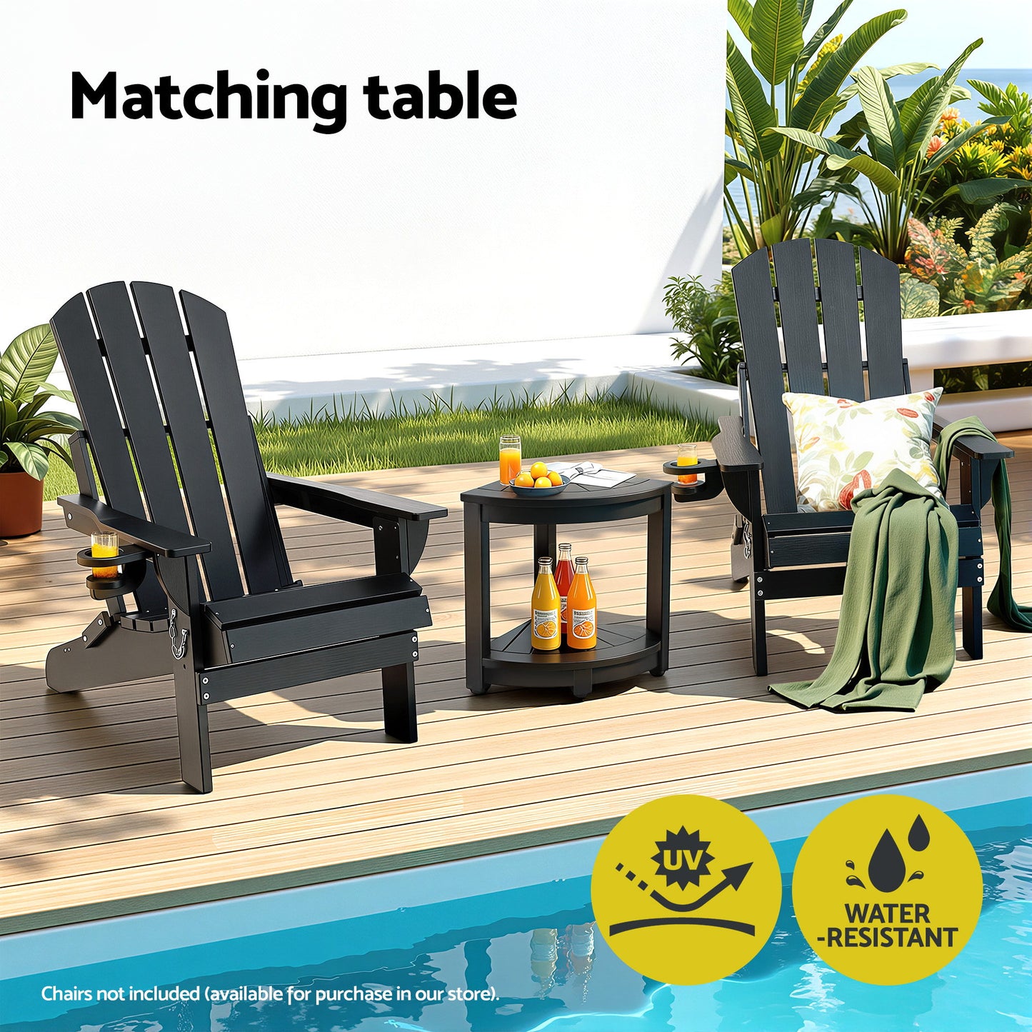 Outdoor Corner Shower Stool with Storage Shelf – Black HDPE Side Table