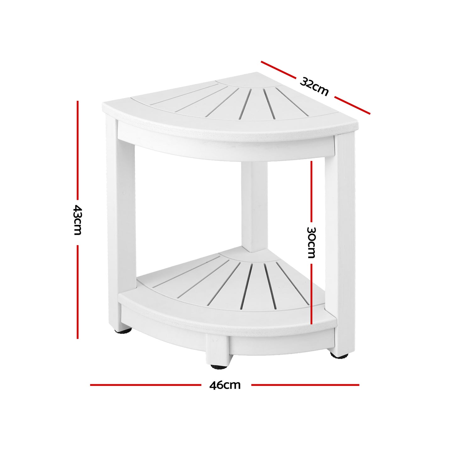 Outdoor Corner Shower Stool with Storage Shelf – White HDPE