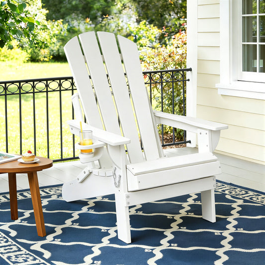 Adirondack Folding Outdoor Chair – Weather-Resistant HDPE, White