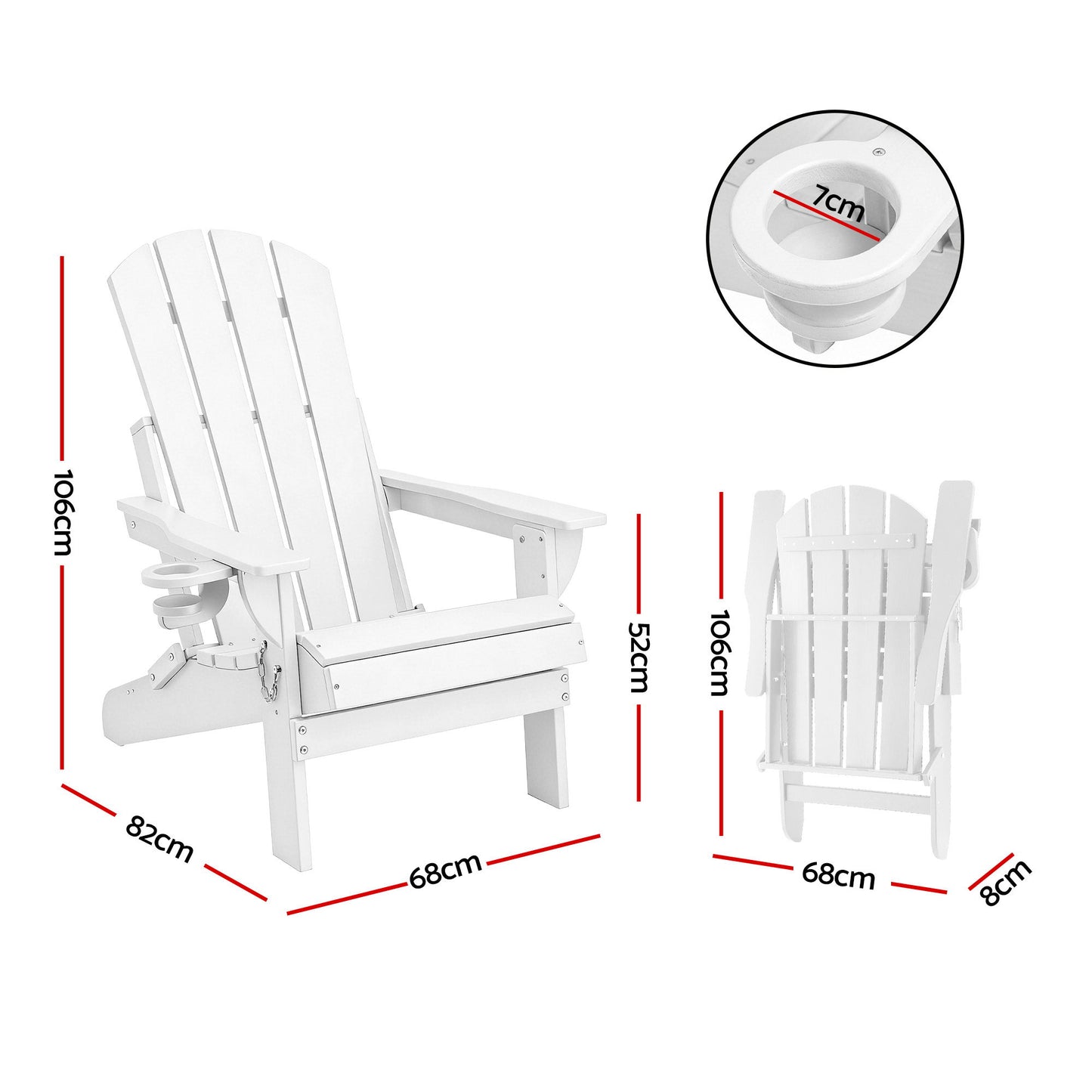 Adirondack Folding Outdoor Chair – Weather-Resistant HDPE, White