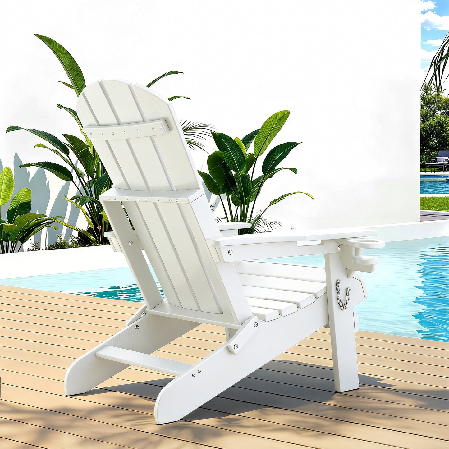 Adirondack Folding Outdoor Chair – Weather-Resistant HDPE, White