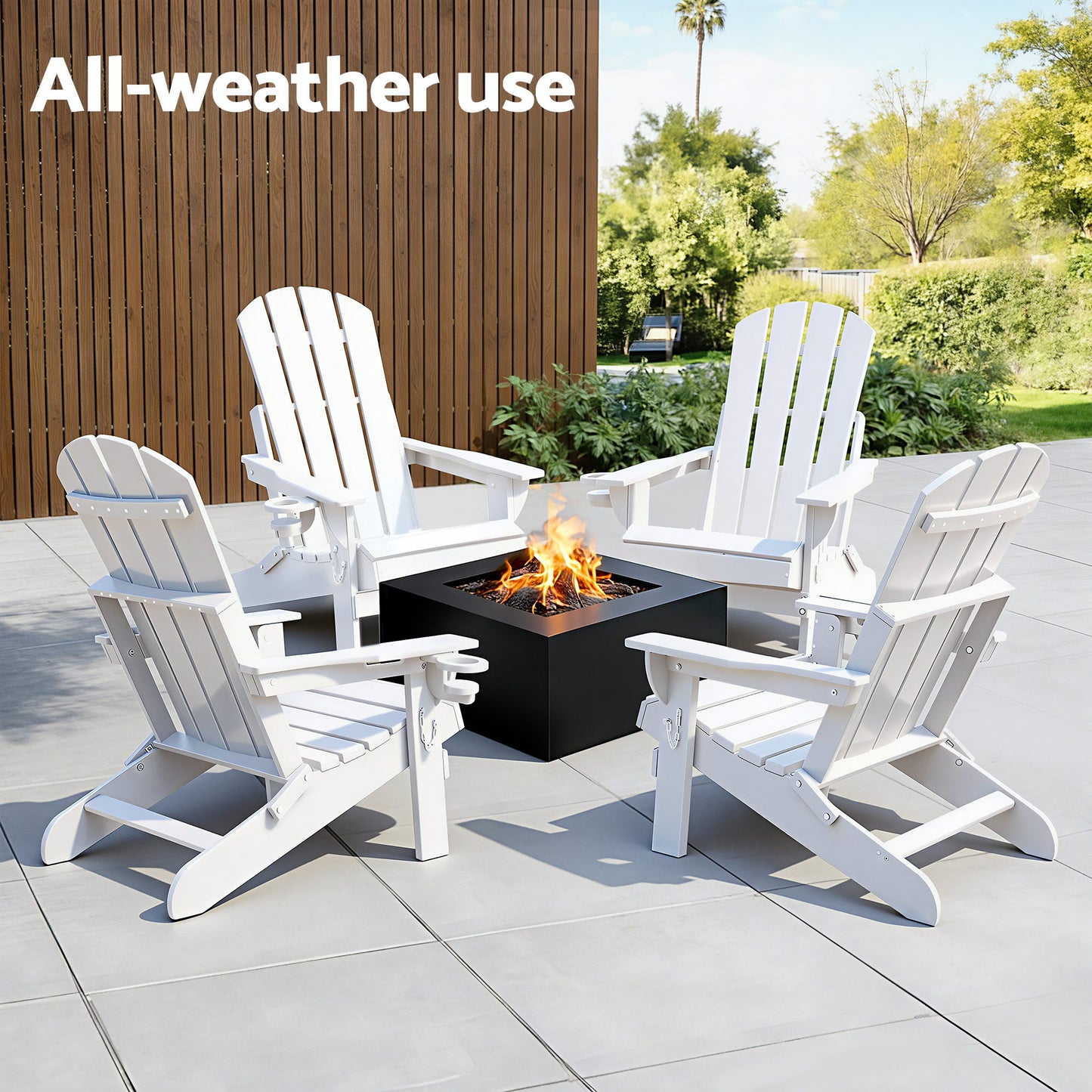 Adirondack Folding Outdoor Chair – Weather-Resistant HDPE, White