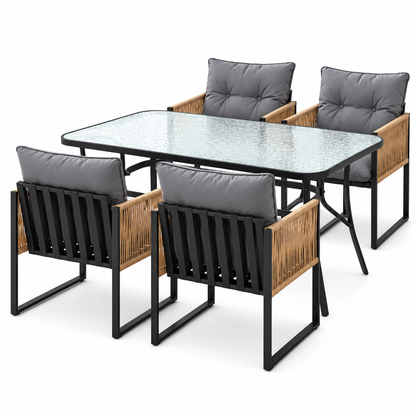 Gardeon 5PC Outdoor Dining Set 120CM Table and Chairs Patio Furniture Garden Cushion