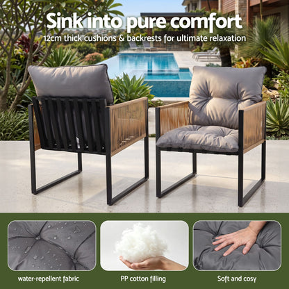Gardeon 5PC Outdoor Dining Set 120CM Table and Chairs Patio Furniture Garden Cushion