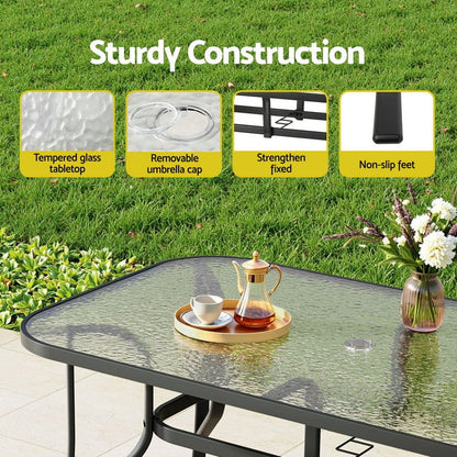 Gardeon 5PC Outdoor Dining Set 120CM Table and Chairs Patio Furniture Garden Cushion