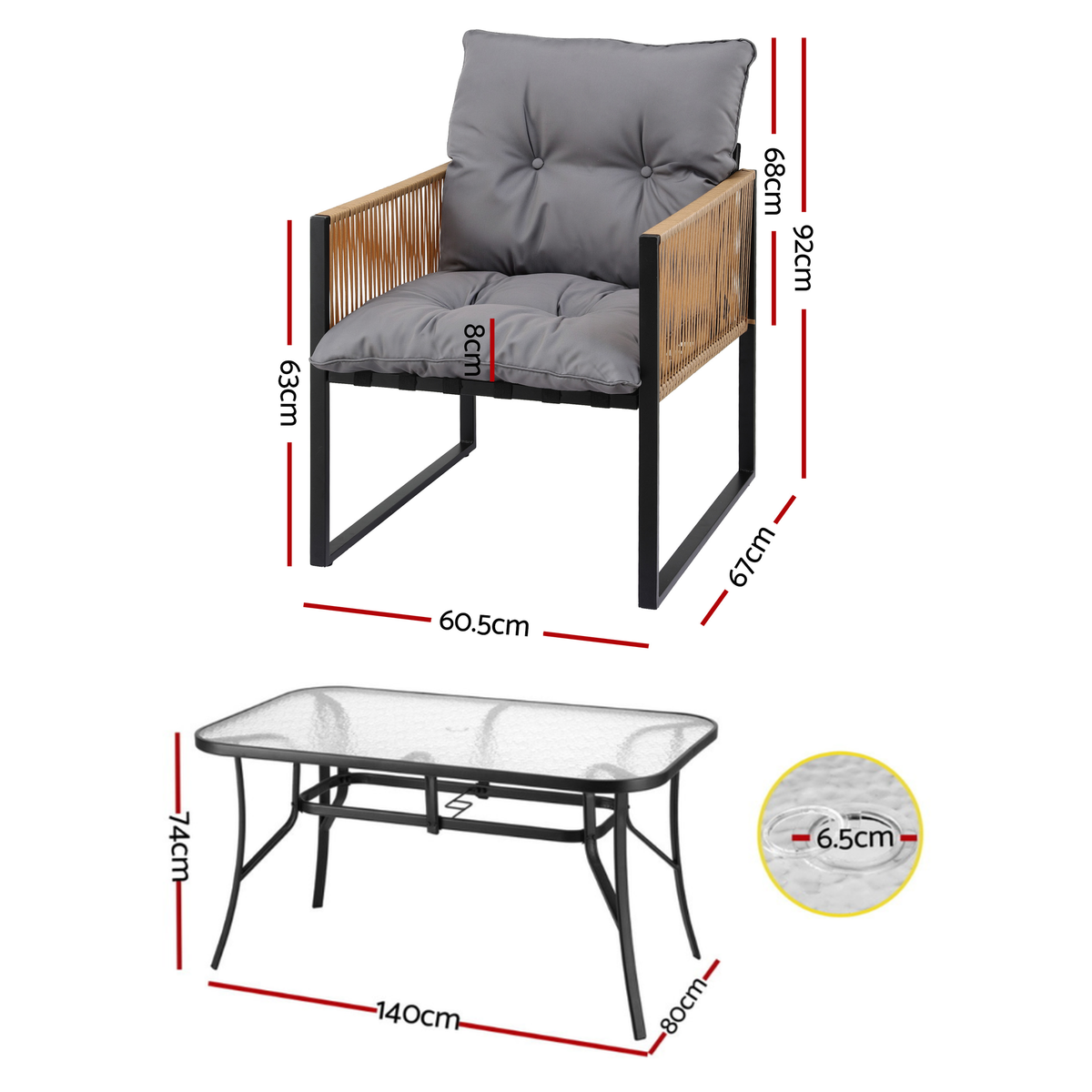 Gardeon 5PC Outdoor Dining Set 140CM Table and Chairs Patio Furniture Garden Cushion