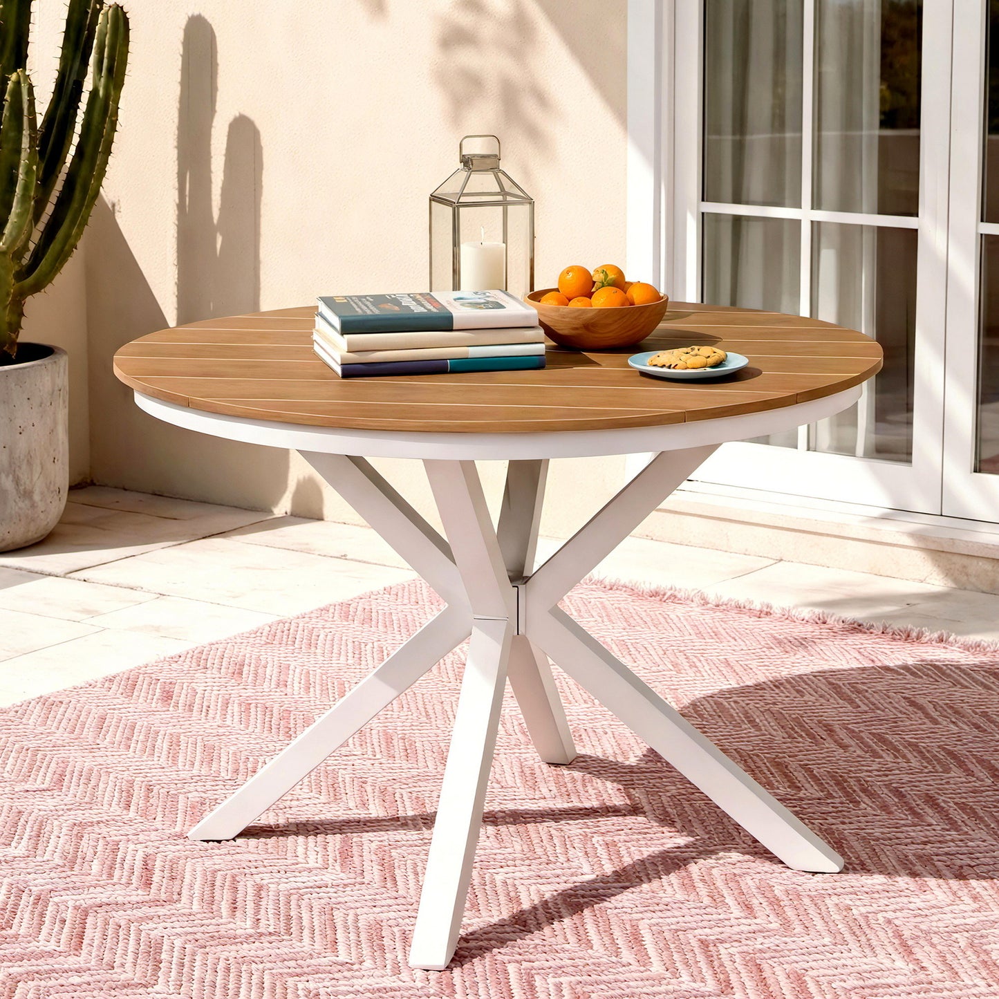 Outdoor Dining Table – Aluminum Frame with WPC Top, 108cm